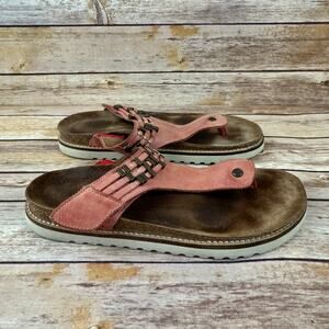Taos Womens Salmon Bruschetta Pink Leather Stupendous Slip On Sandals 9